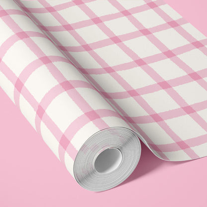 COTTAGE GINGHAM SOFT PINK WALLPAPER