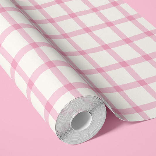 COTTAGE GINGHAM SOFT PINK WALLPAPER