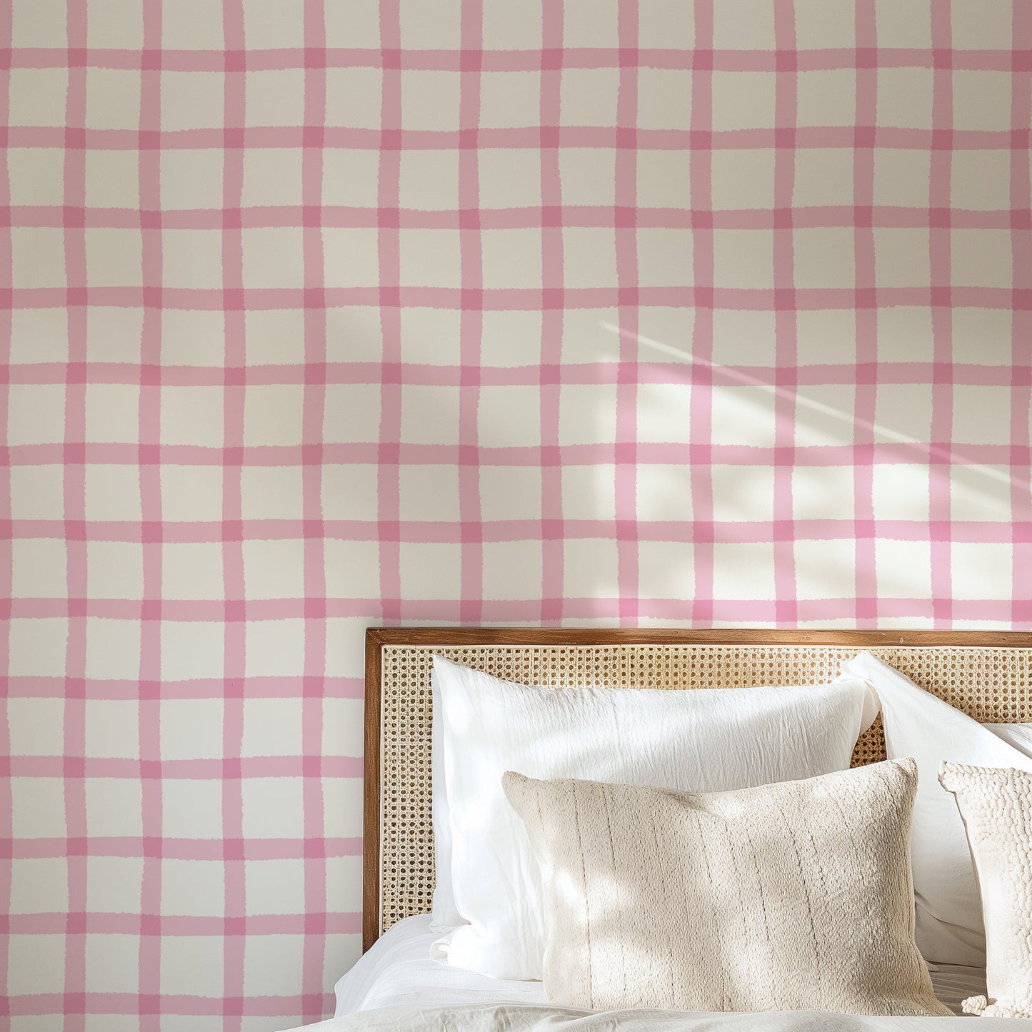 COTTAGE GINGHAM SOFT PINK WALLPAPER
