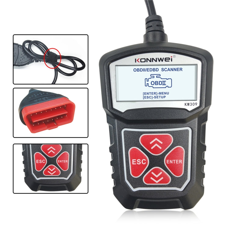 KONNWEI KW309 V309 V310 MS309 Lecteur de code OBD2 Outil de diagnostic (Noir)