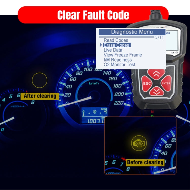 KONNWEI KW309 V309 V310 MS309 Lecteur de code OBD2 Outil de diagnostic (Noir)