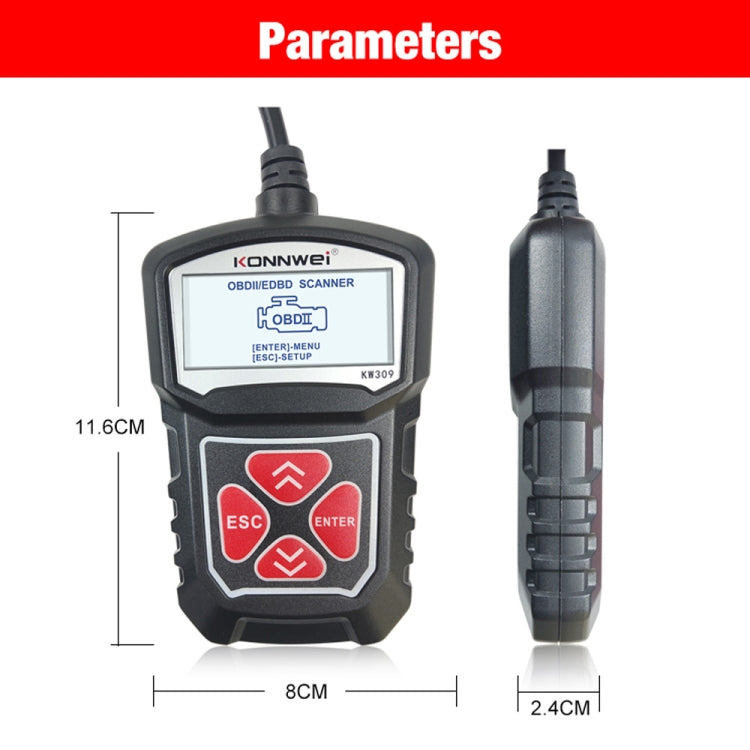 KONNWEI KW309 V309 V310 MS309 Lecteur de code OBD2 Outil de diagnostic (Noir)