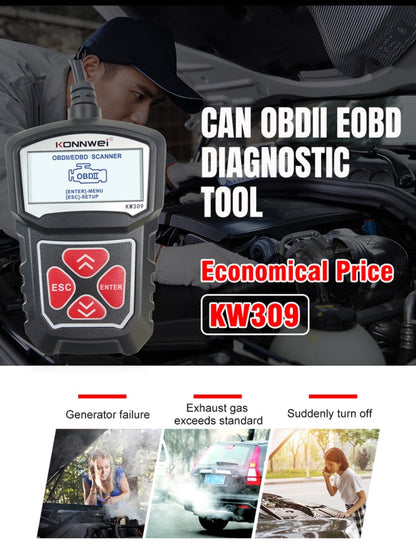 KONNWEI KW309 V309 V310 MS309 Lecteur de code OBD2 Outil de diagnostic (Noir)
