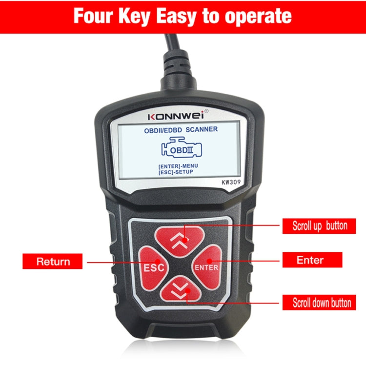 KONNWEI KW309 V309 V310 MS309 Lecteur de code OBD2 Outil de diagnostic (Noir)