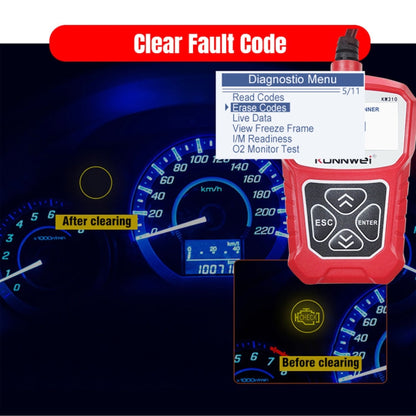 KONNWEI KW310 OBD Car Fault Detector Code Reader ELM327 OBD2 Scanner Diagnostic Tool(Red)