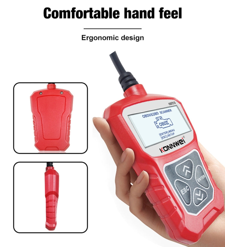 KONNWEI KW310 OBD Car Fault Detector Code Reader ELM327 OBD2 Scanner Diagnostic Tool(Red)