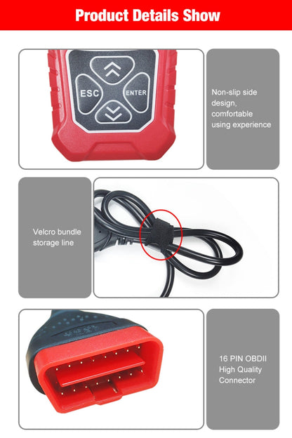 KONNWEI KW310 OBD Car Fault Detector Code Reader ELM327 OBD2 Scanner Diagnostic Tool(Red)