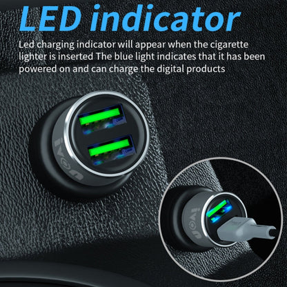 Chargeur de voiture double USB 2,4 A IVON CC38 + câble de données à charge rapide USB vers 8 broches de 1 m