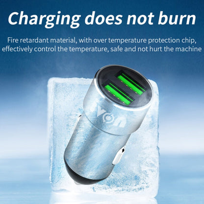Chargeur de voiture double USB 2,4 A IVON CC38 + câble de données à charge rapide USB vers 8 broches de 1 m