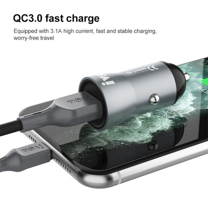 IVON CC39 18W 3.1A QC 3.0 Chargeur de voiture USB + Câble de charge rapide USB vers USB-C / Type-C 1m
