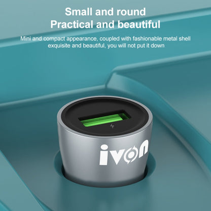 IVON CC39 18W 3.1A QC 3.0 Chargeur de voiture USB + Câble de charge rapide USB vers USB-C / Type-C 1m