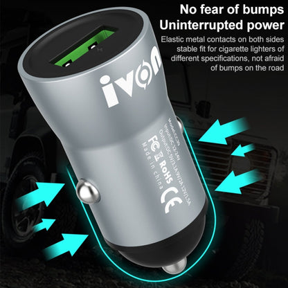 IVON CC39 18W 3.1A QC 3.0 Chargeur de voiture USB + Câble de charge rapide USB vers USB-C / Type-C 1m