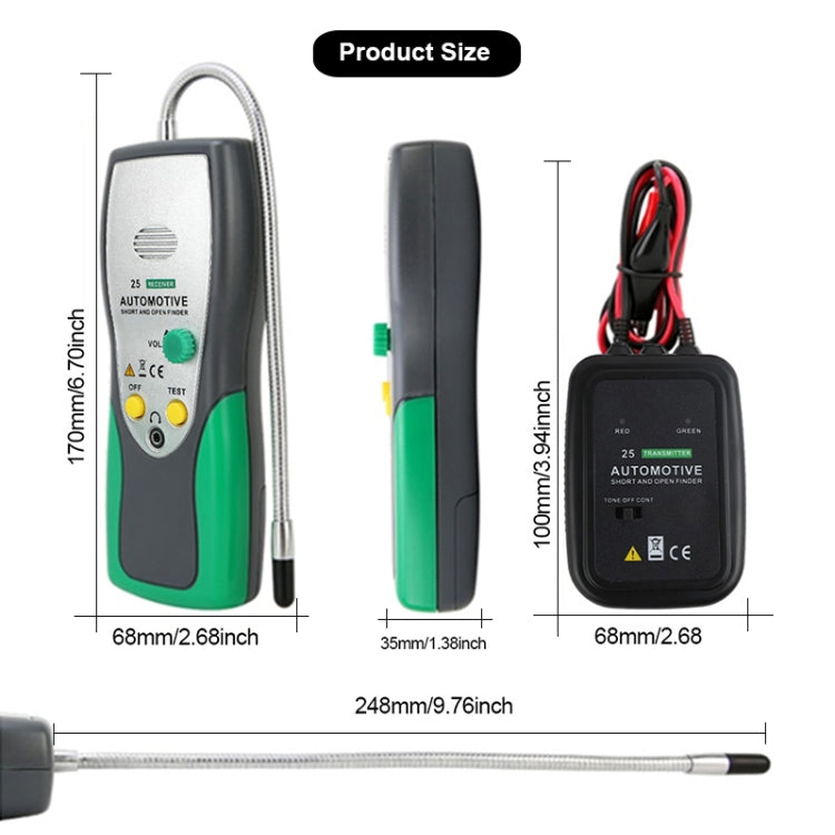 DUOYI DY25 Testeur de câble de voiture Détecteur de court-circuit et de circuit ouvert Testeur de traceur de ligne de tonalité de diagnostic