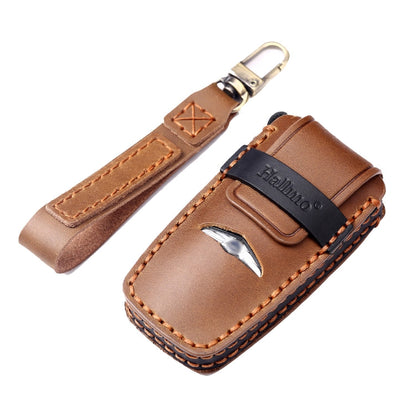 Hallmo Car Cowhide Leather Key Protective Cover Key Case for Hyundai Rohens Genesis 8-button(Black)