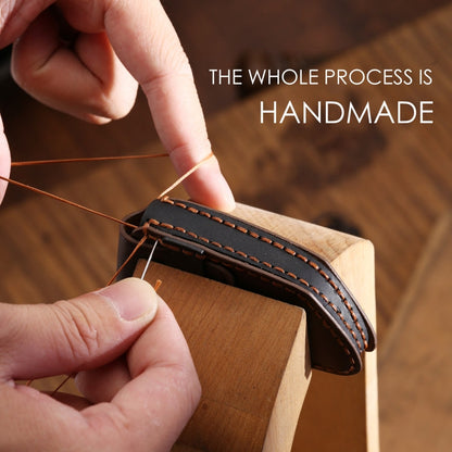 Hallmo Car Cowhide Leather Key Protective Cover Key Case for KIA K2 / K3 / K5 4-button(Brown)