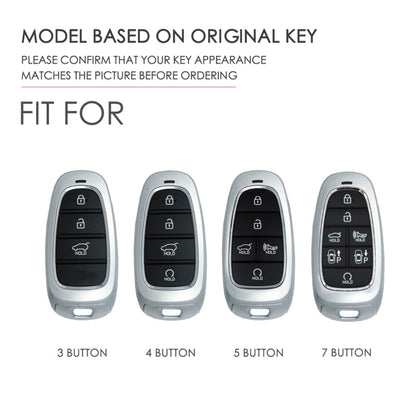 Hallmo Car Cowhide Leather Key Protective Cover Key Case for Hyundai 4-button Start(Blue)