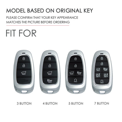 Hallmo Car Couvercle de protection de clé en cuir de vachette Étui à clés pour Hyundai 5 boutons (noir)