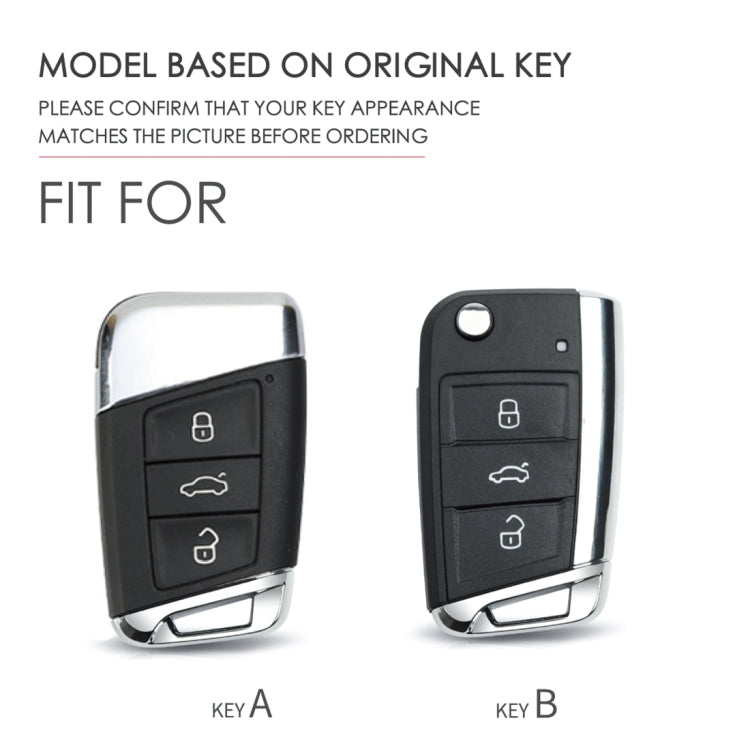 Hallmo Car Female Style Cowhide Leather Key Protective Cover for Volkswagen, A Type(Grass Green)