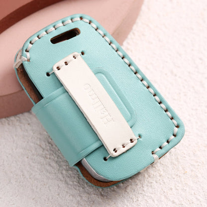Hallmo Car Female Style Cowhide Leather Key Protective Cover for Volkswagen, A Type(Grass Green)