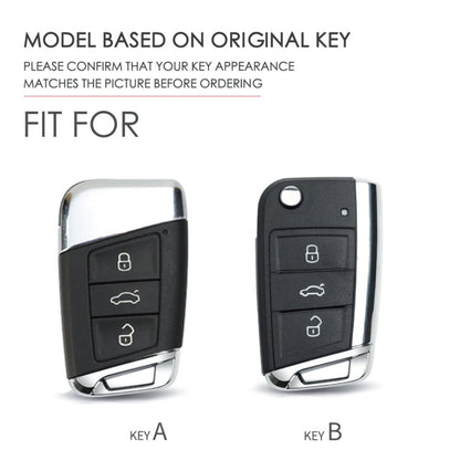 Hallmo Car Female Style Cowhide Leather Key Protective Cover for Volkswagen, B Type Folding(Sky Blue)