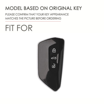 Hallmo Car Cowhide Leather Key Protective Cover for Volkswagen Golf 8(Blue)