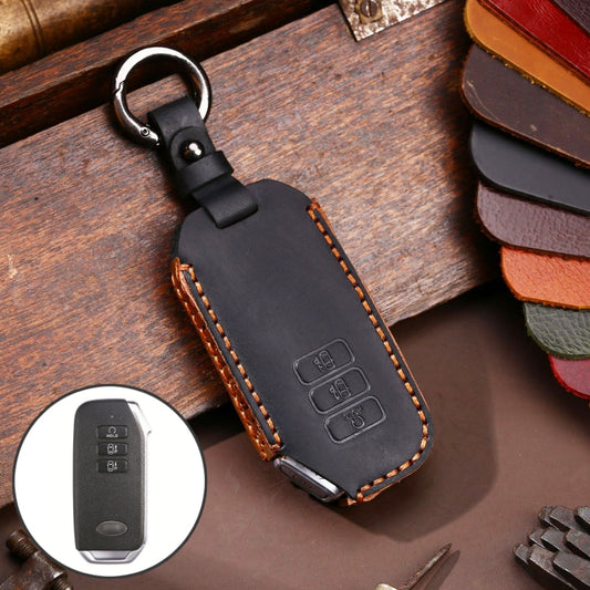 Hallmo Étui de protection en cuir de vachette pour clés de voiture KIA (noir)