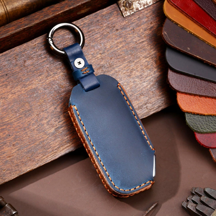 Hallmo Housse de protection en cuir de vachette pour clé de voiture KIA (Bleu)