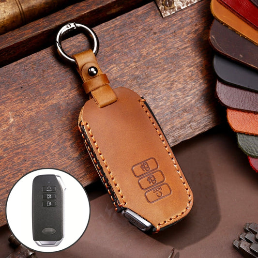 Hallmo Étui de protection en cuir de vachette pour clés de voiture KIA (marron)