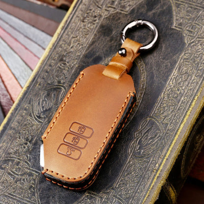 Hallmo Car Cowhide Leather Key Protective Cover for KIA(Black)