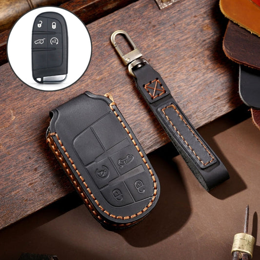 Hallmo – Étui de protection en cuir véritable pour clé Jeep Compass 4 boutons (noir)