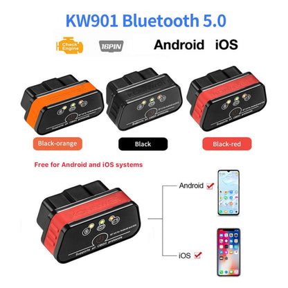 Outil de diagnostic automobile Bluetooth 5.0 OBD2 KONNWEI KW901 pour téléphone Android (noir)