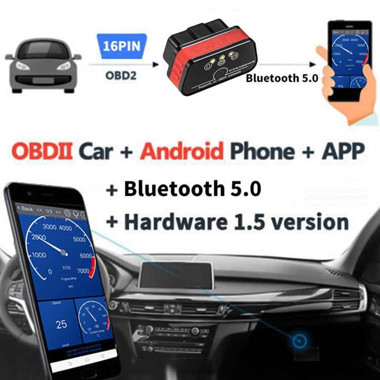 KONNWEI KW901 Android Phone OBD2 Car Bluetooth 5.0 Diagnostic Scan Tools(Red)