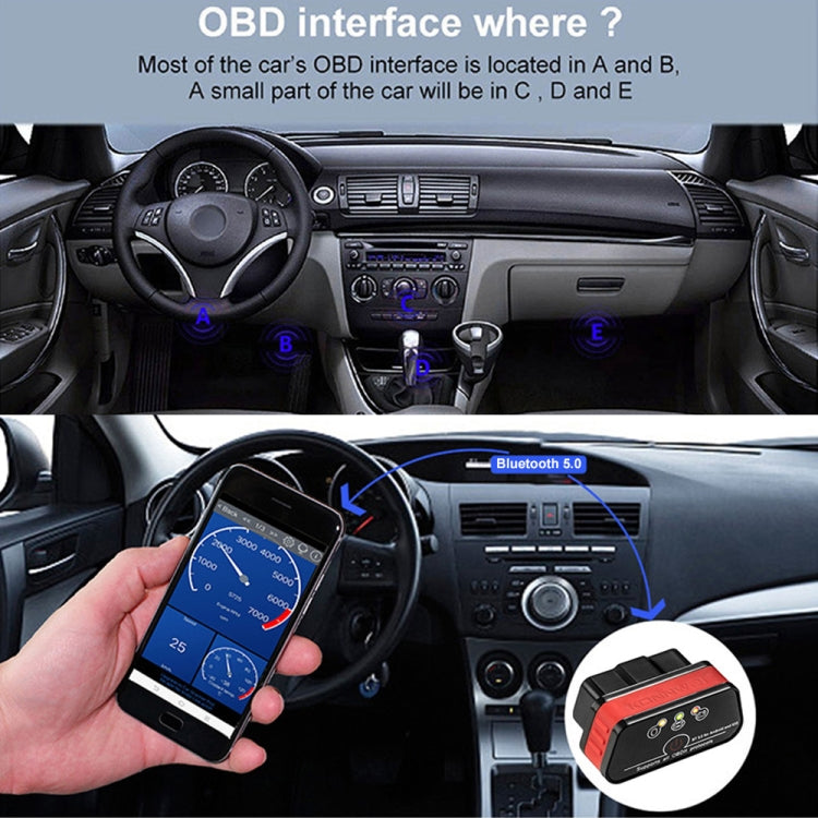 KONNWEI KW901 Android Phone OBD2 Car Bluetooth 5.0 Diagnostic Scan Tools(Red)