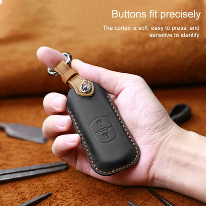 For Mazda Old Style Hallmo Car Cowhide Leather Key Protective Cover Key Case, Two Keys Version(Black)