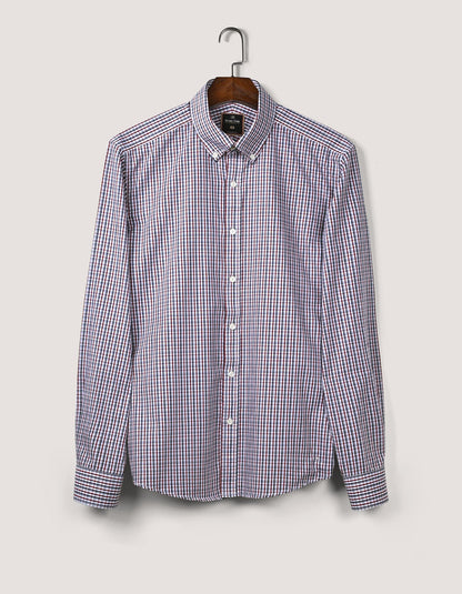 Casual Checkered Shirt - Dark Maroon