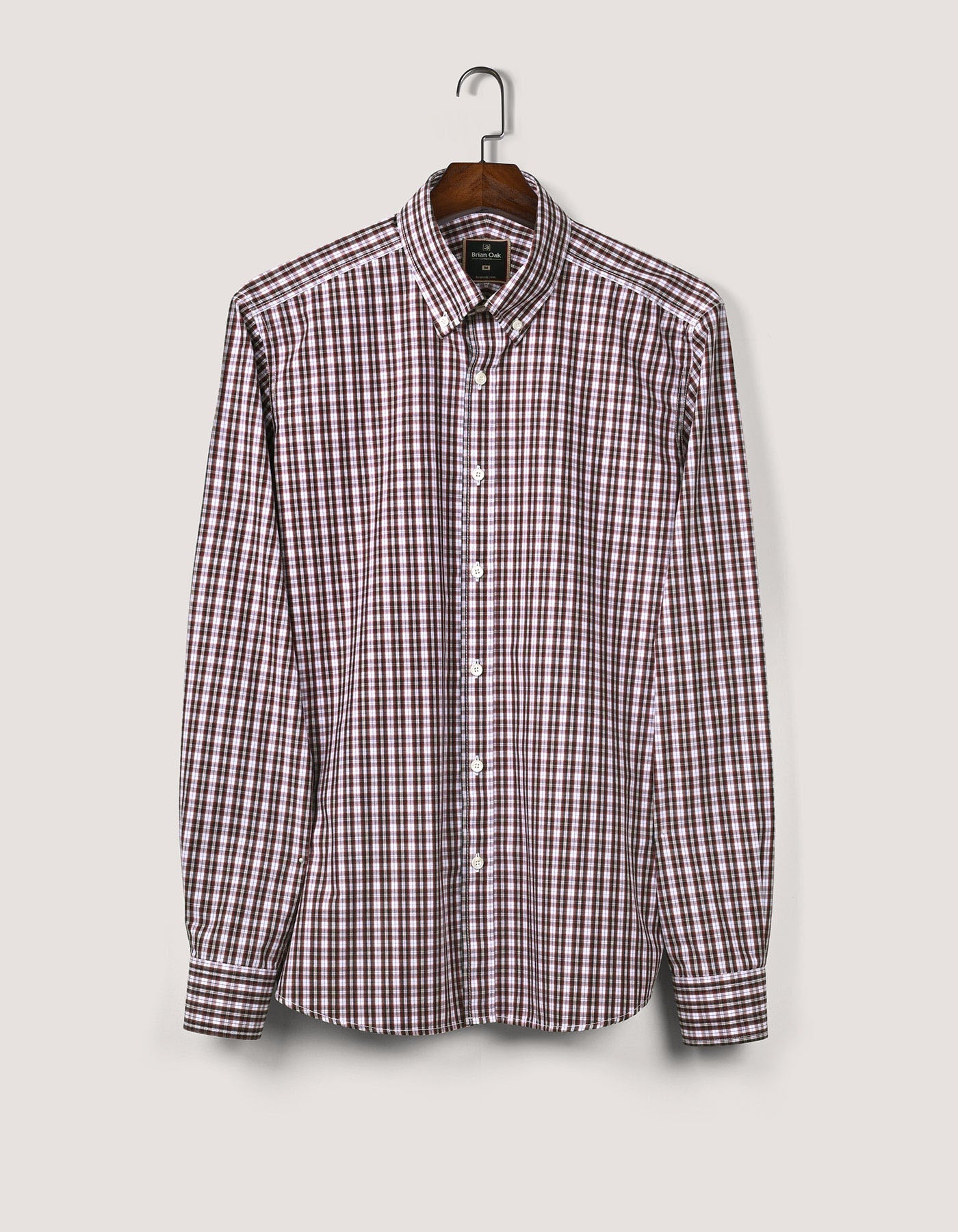 Chemise décontractée à carreaux coupe ajustée marron