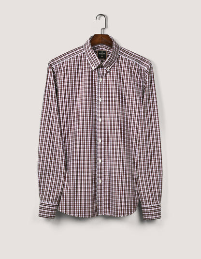 Chemise décontractée à carreaux coupe ajustée marron