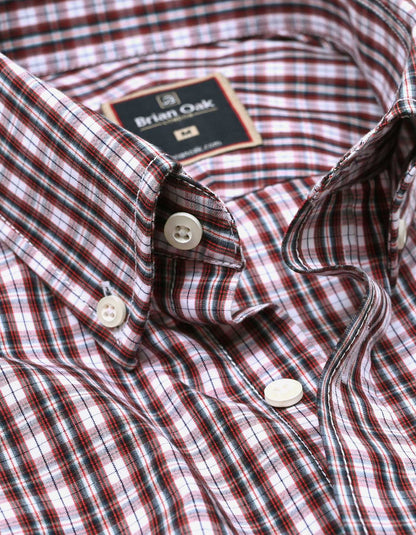 Chemise décontractée à carreaux coupe ajustée marron