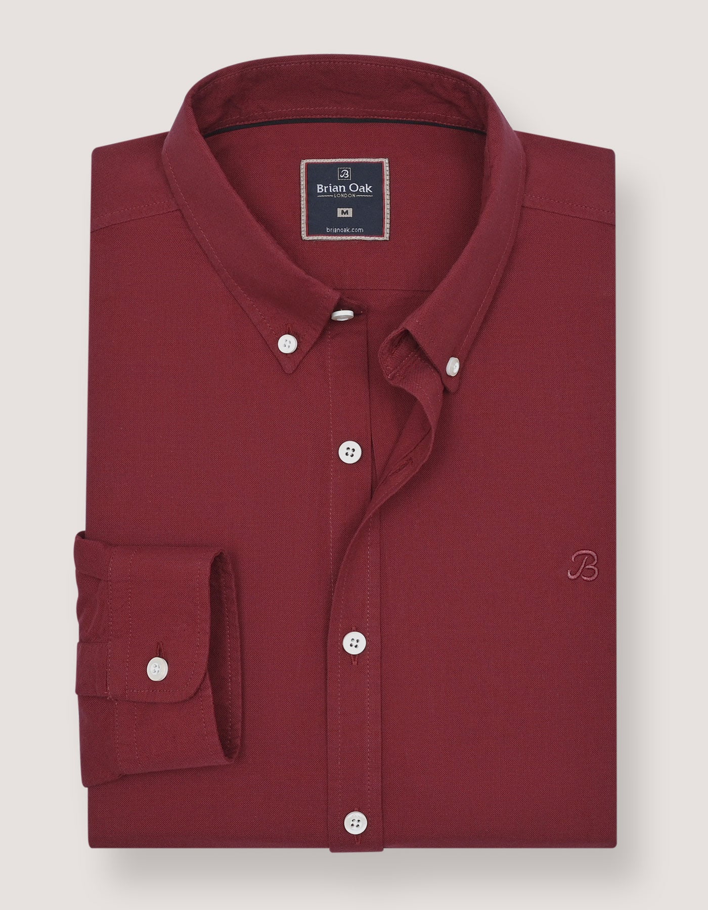 Chemise à manches longues bordeaux à col boutonné