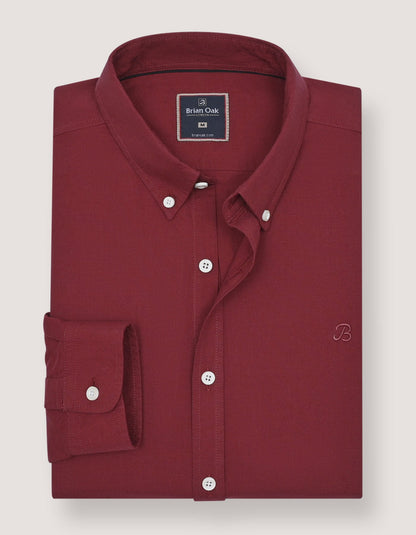 Chemise à manches longues bordeaux à col boutonné