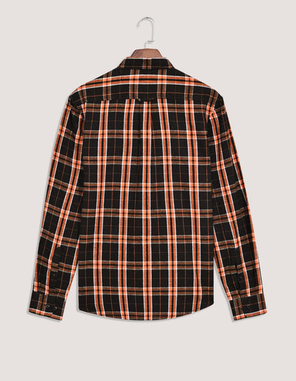 Black and Rust Check Flannel Shirt