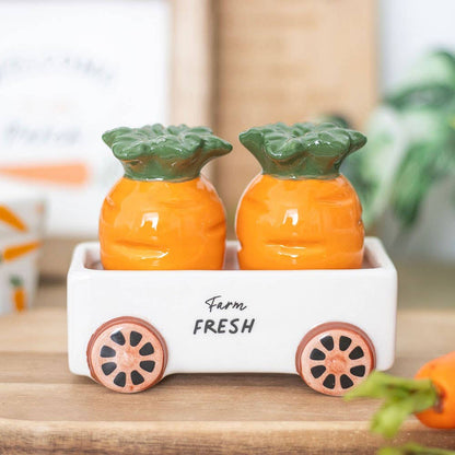 Carrot Patch Salt and Pepper Shakers in Wagon giftbox