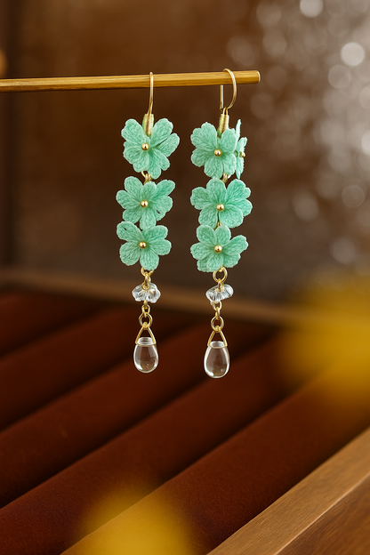 Blossoming Micro-Crochet Forget-Me-Not Earring Danglers – Tiny Flowers, Big Elegance