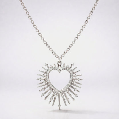 Cher Starburst Heart Pendant Necklace | 925 Silver Plated