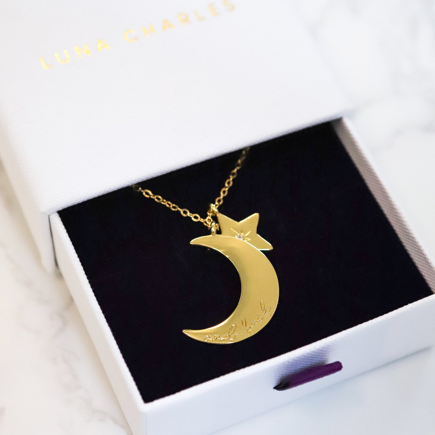 Cherish To The Moon & Back Necklace | 18k Gold Plated