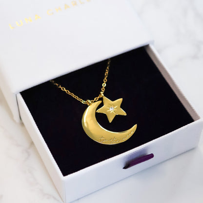 Cherish To The Moon & Back Necklace | 18k Gold Plated