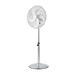 Senelux 16 Inch Metal Pedestal Floor Fan, Chrome Standing Fan with 5 Blades, Oscillating Function, 3 Speed Settings, Adjustable Height