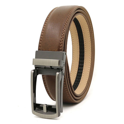 Men's automatic buckle two-layer cowhide leather belt ﻿