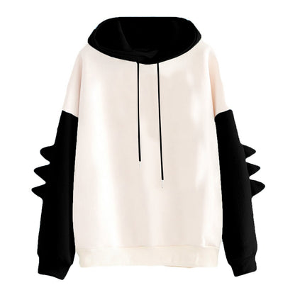 Cartoon dinosaur contrasting Korean version hoodies