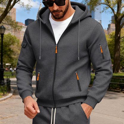 Men's full zip loose hoodies
